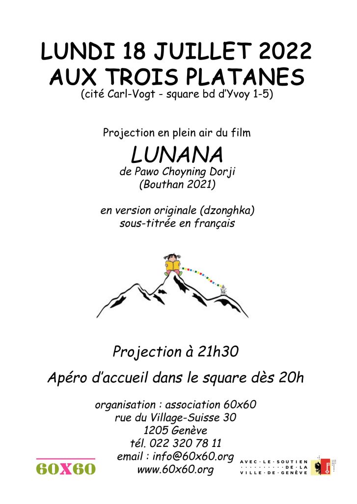 Lundi 18 juillet 2022, 21h30, projection du film Lunana